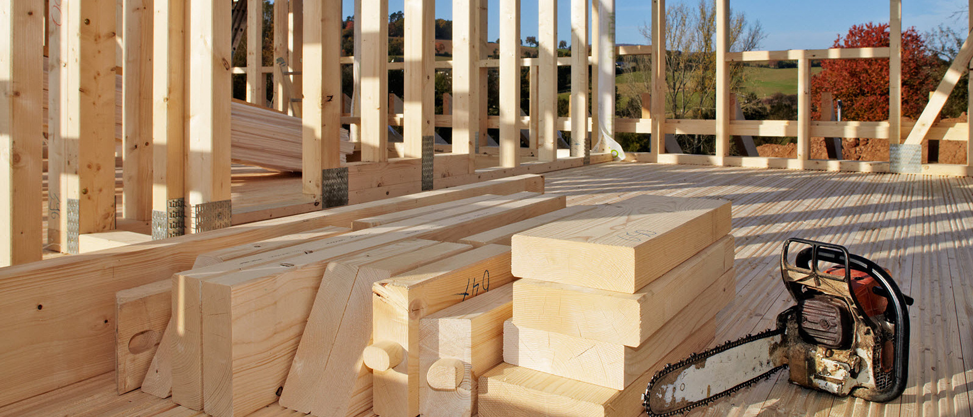 Holzhaus wird gebaut